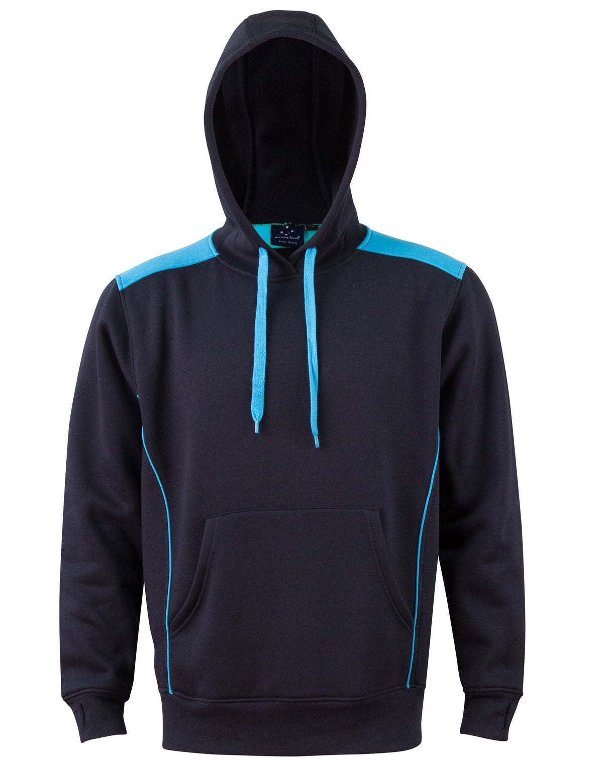Croxton Hoodie Adult Unisex - Navy/Aqua Blue - Front