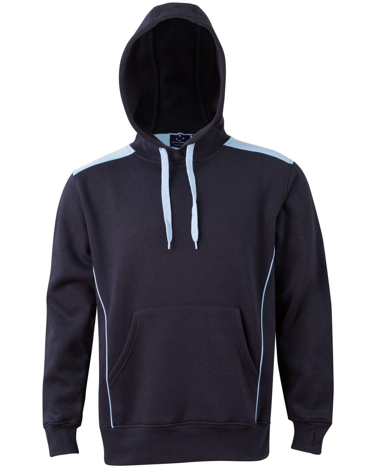 Adult's Kangaroo Pocket Contrast Hoodie - FL19 - Navy / Skyblue