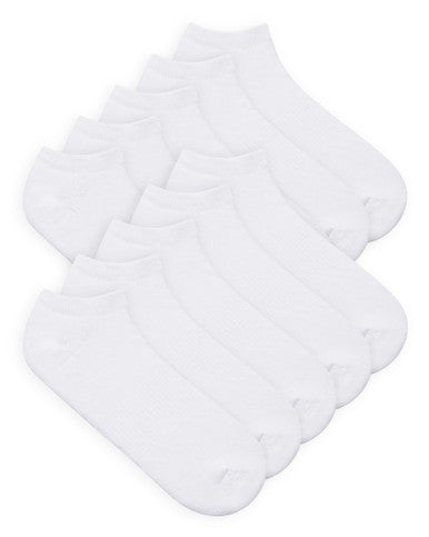 Gildan GBM0010 Men's Cotton No Show Sock 10 Pair Pack - White