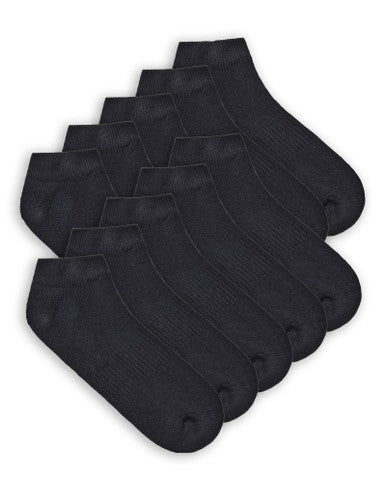 Gildan GBM0011 Men's Cotton Low Cut Sock 10 Pair Pack - Black