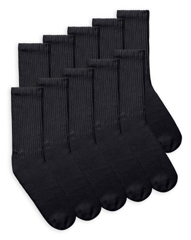 Gildan GBM0013 Men's Cotton Crew Sock 10 Pair Pack - Black