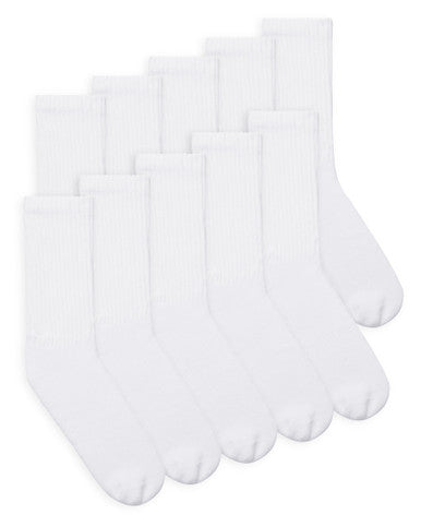 Gildan GBM0013 Men's Cotton Crew Sock 10 Pair Pack - White