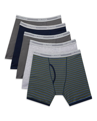 Gildan GIL1162 Men's Boxer Brief Regular Leg 5 Pack - Mixed Blue Grey