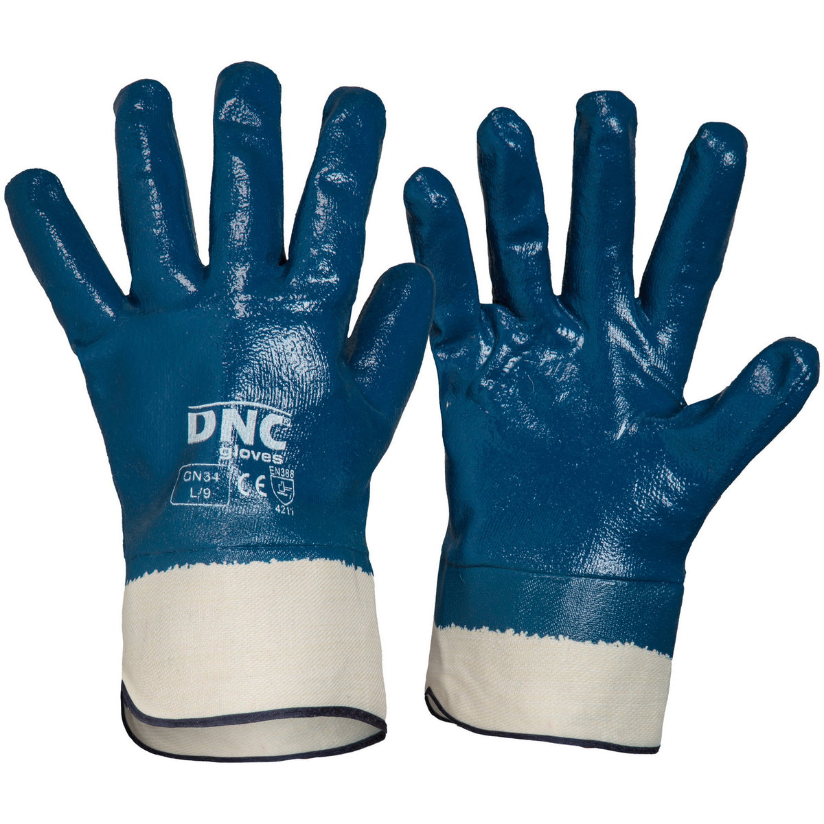 DNC Workwear Blue Nitrile Full Dip with Canvas Cuff GN34