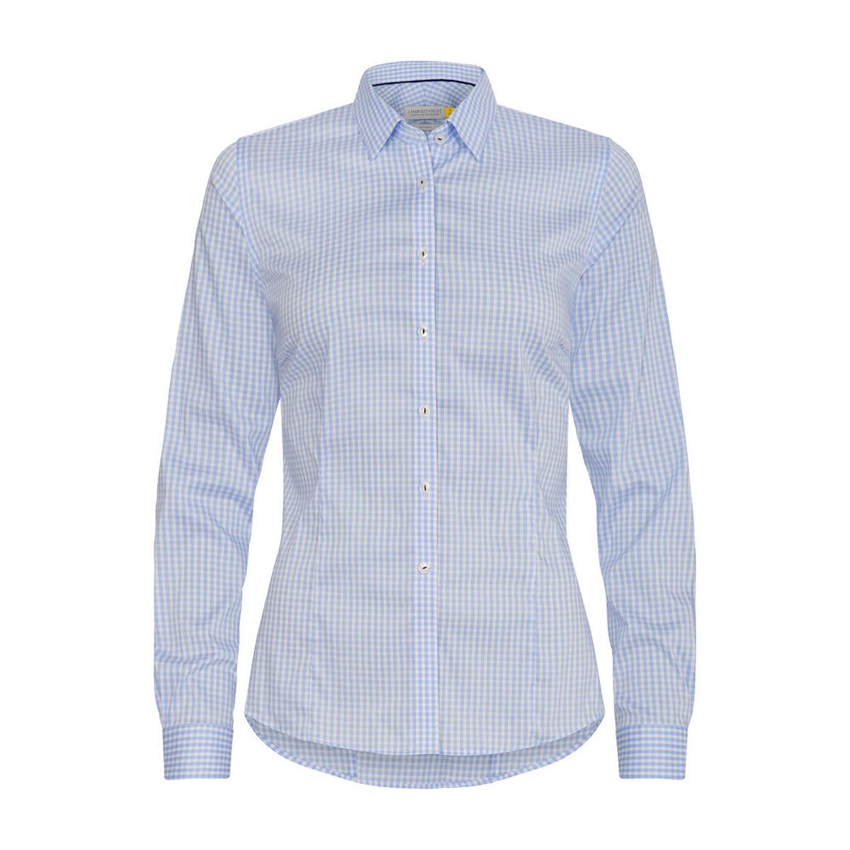 Yellow Bow 53 Women's Shirt - Sky Blue Check - Front