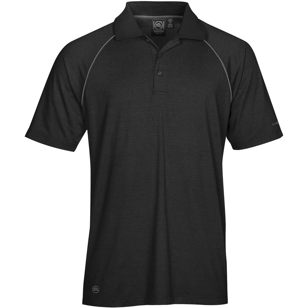 Men's Piranha Performance Polo - Black / Granite - Front