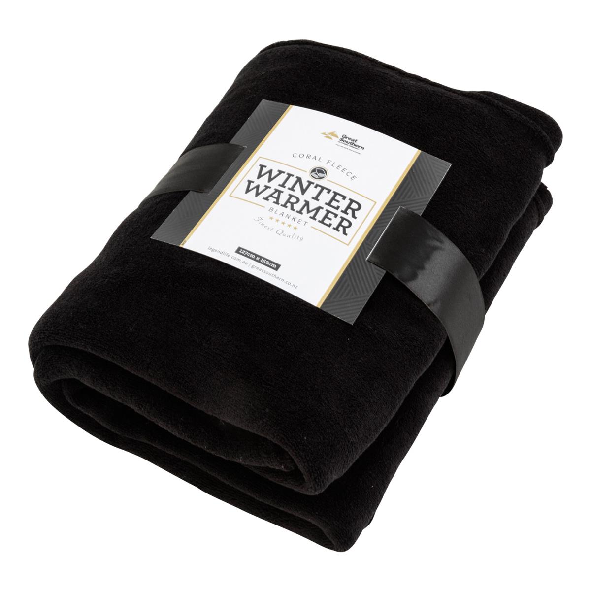 Coral Fleece Blanket - Black - Front