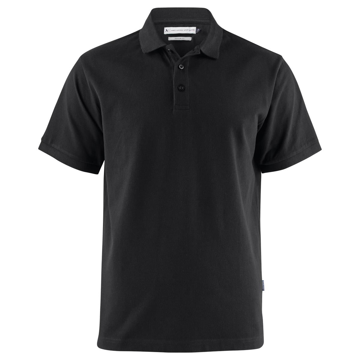Neptune Regular Men's Cotton Polo - Black - Front