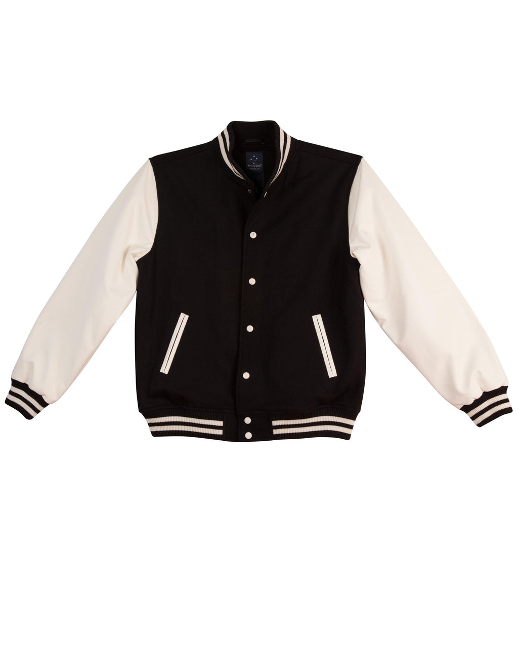 Wool Letterman Wool Blend Varsity Jacket - Black/White - Front