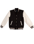 Wool Letterman Wool Blend Varsity Jacket - Black/White - Front