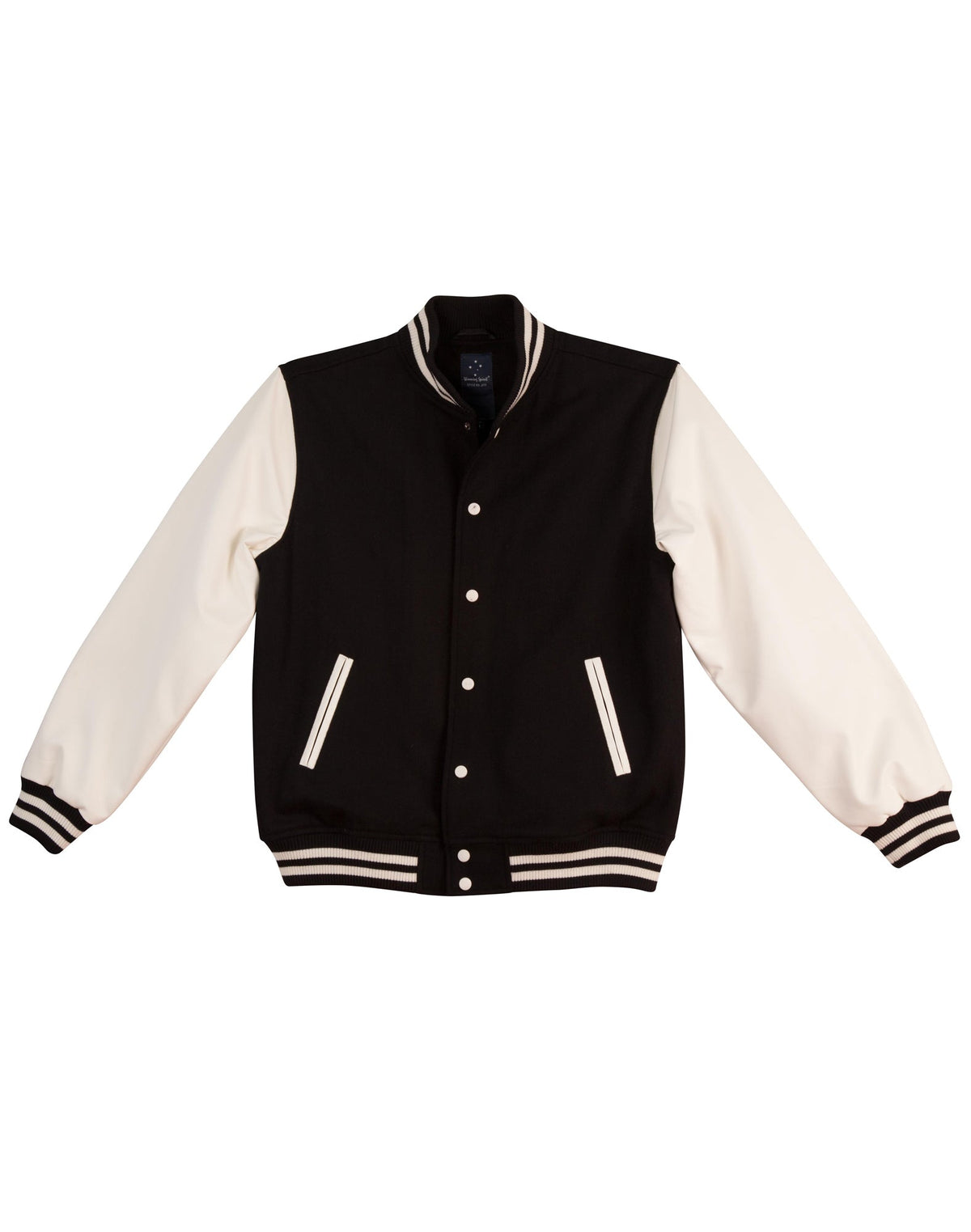 Wool Letterman Wool Blend Varsity Jacket Unisex - Black/White - Front