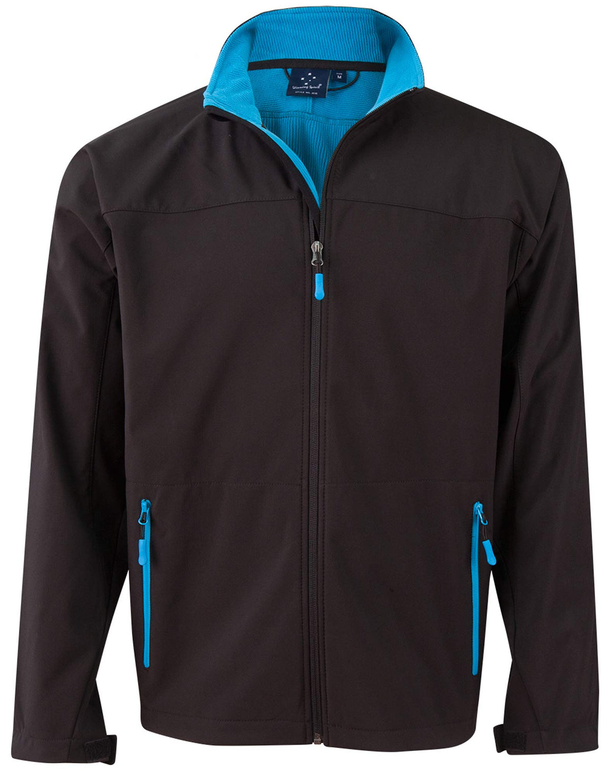 Men's Softshell Contrast Jacket - JK15 - Black / Cyan