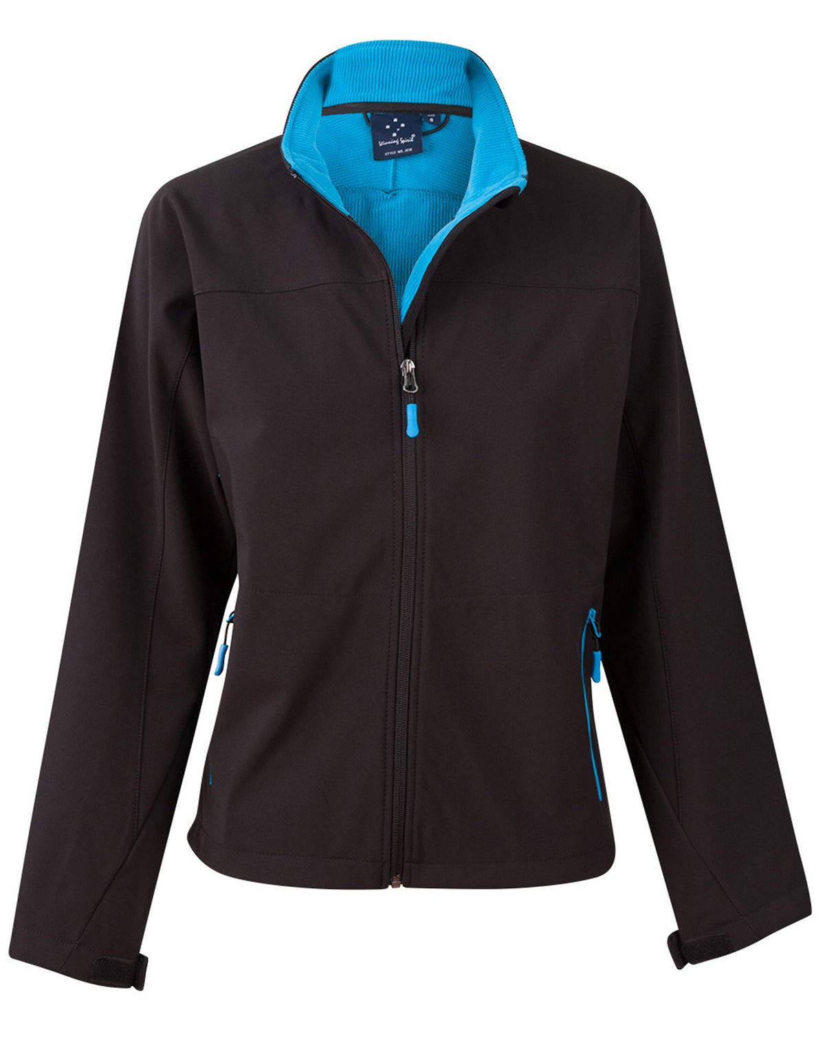 Ladies' Softshell Contrast Jacket - JK16 - Black / Cyan