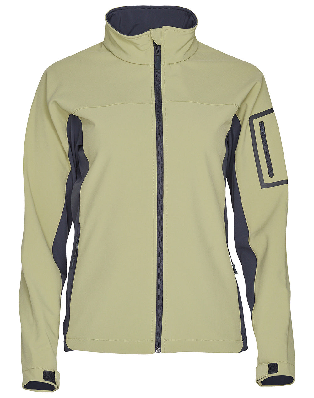 Ladies' Contrast Softshell Jacket - JK32 - Green / Grey