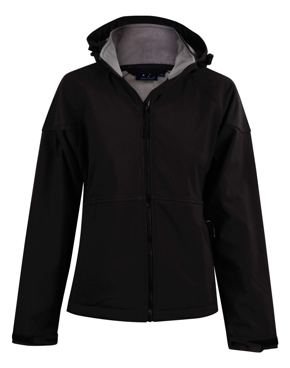 Ladies' Softshell Full Zip Hoodie - JK34 - Black / Charcoal