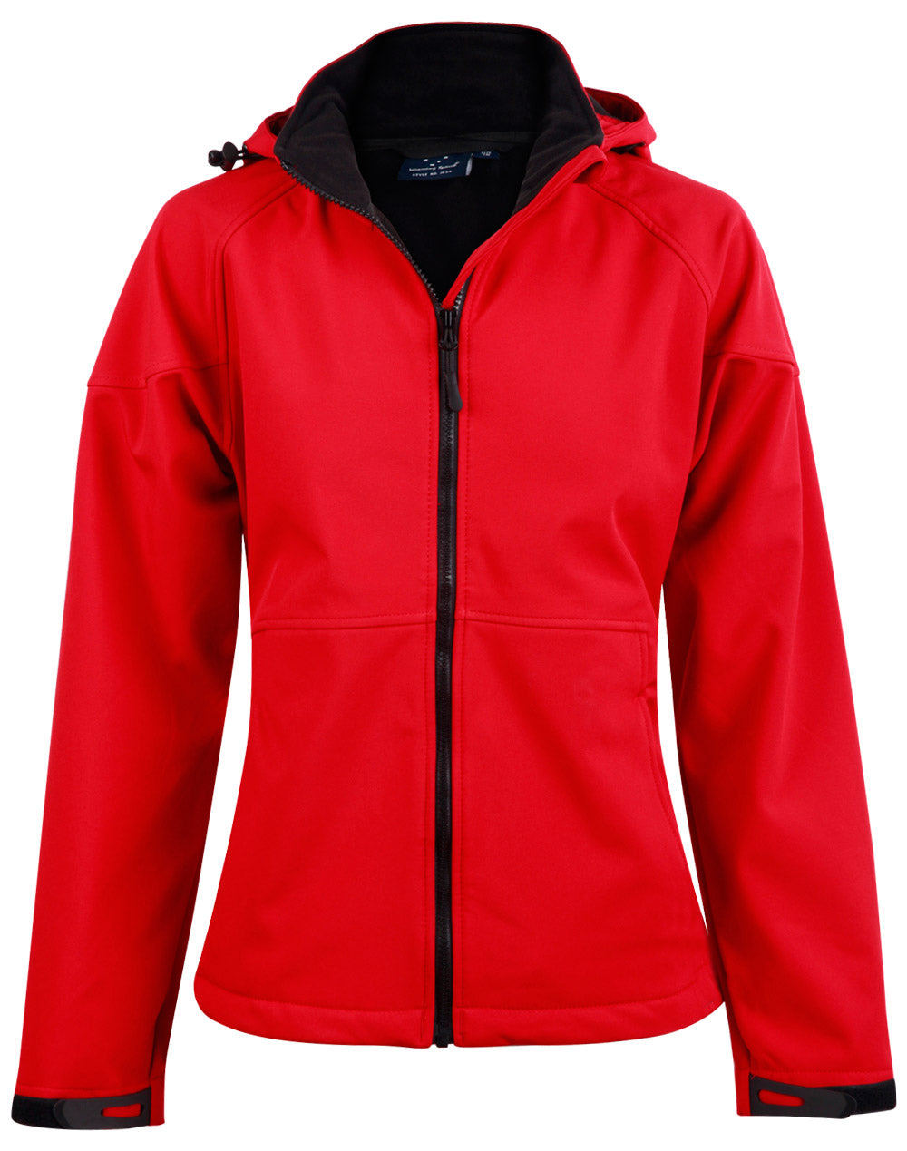 Ladies' Softshell Full Zip Hoodie - JK34 - Red / Black
