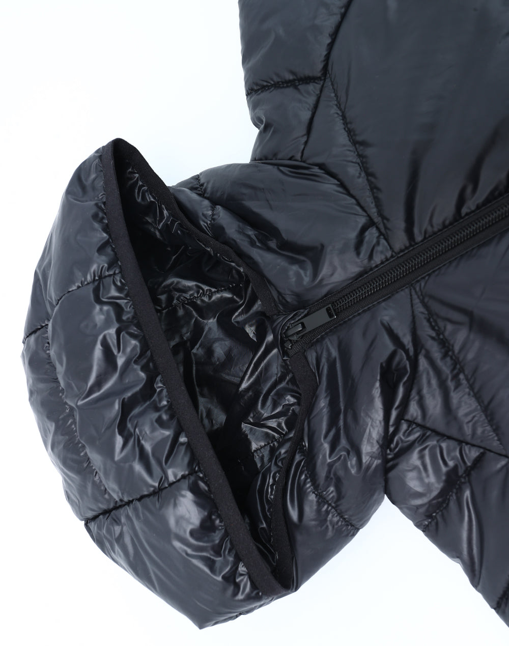 Kids Sustainable Lightweight Hooded Puffer Jacket - Black - View