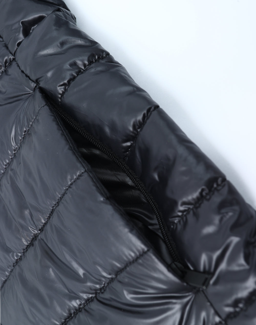Kids Sustainable Lightweight Hooded Puffer Jacket - Black - View