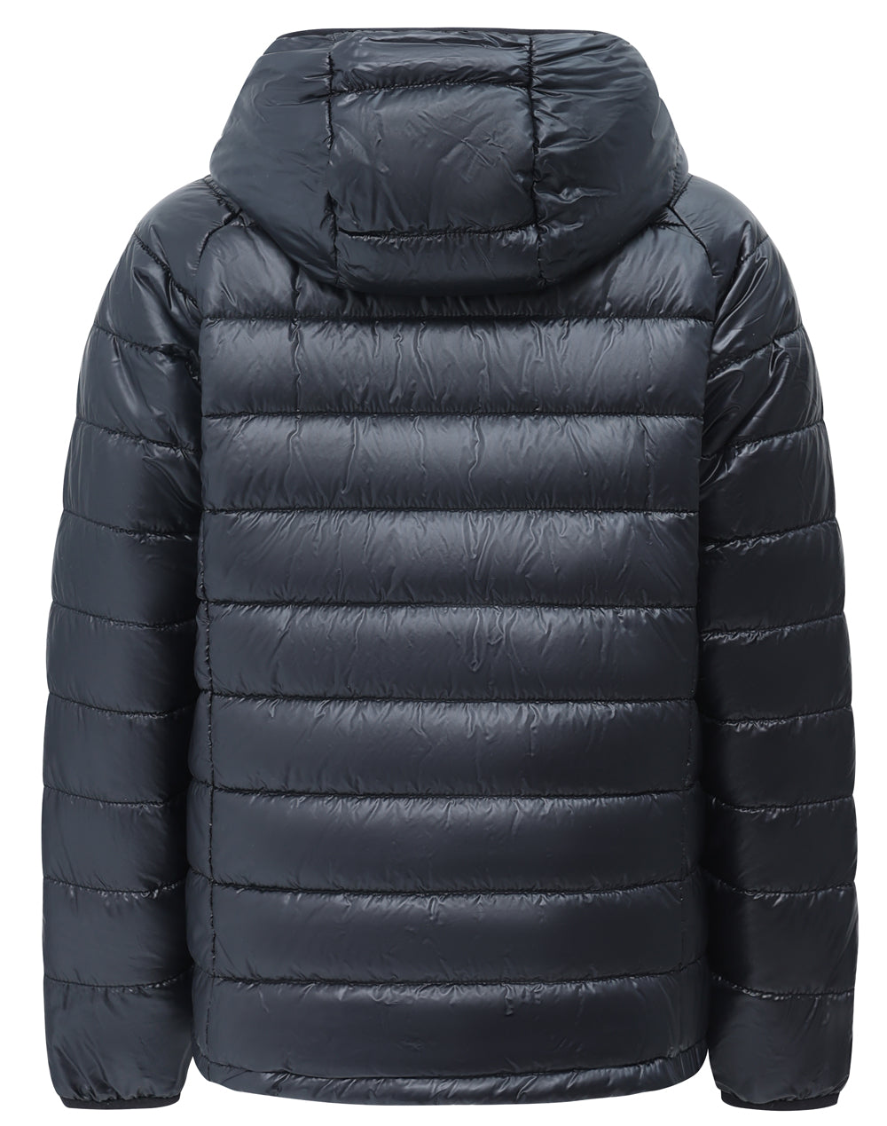 Kids Sustainable Lightweight Hooded Puffer Jacket - Black - Back