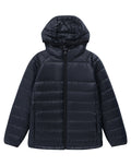 Kids Sustainable Lightweight Hooded Puffer Jacket - Black - Front