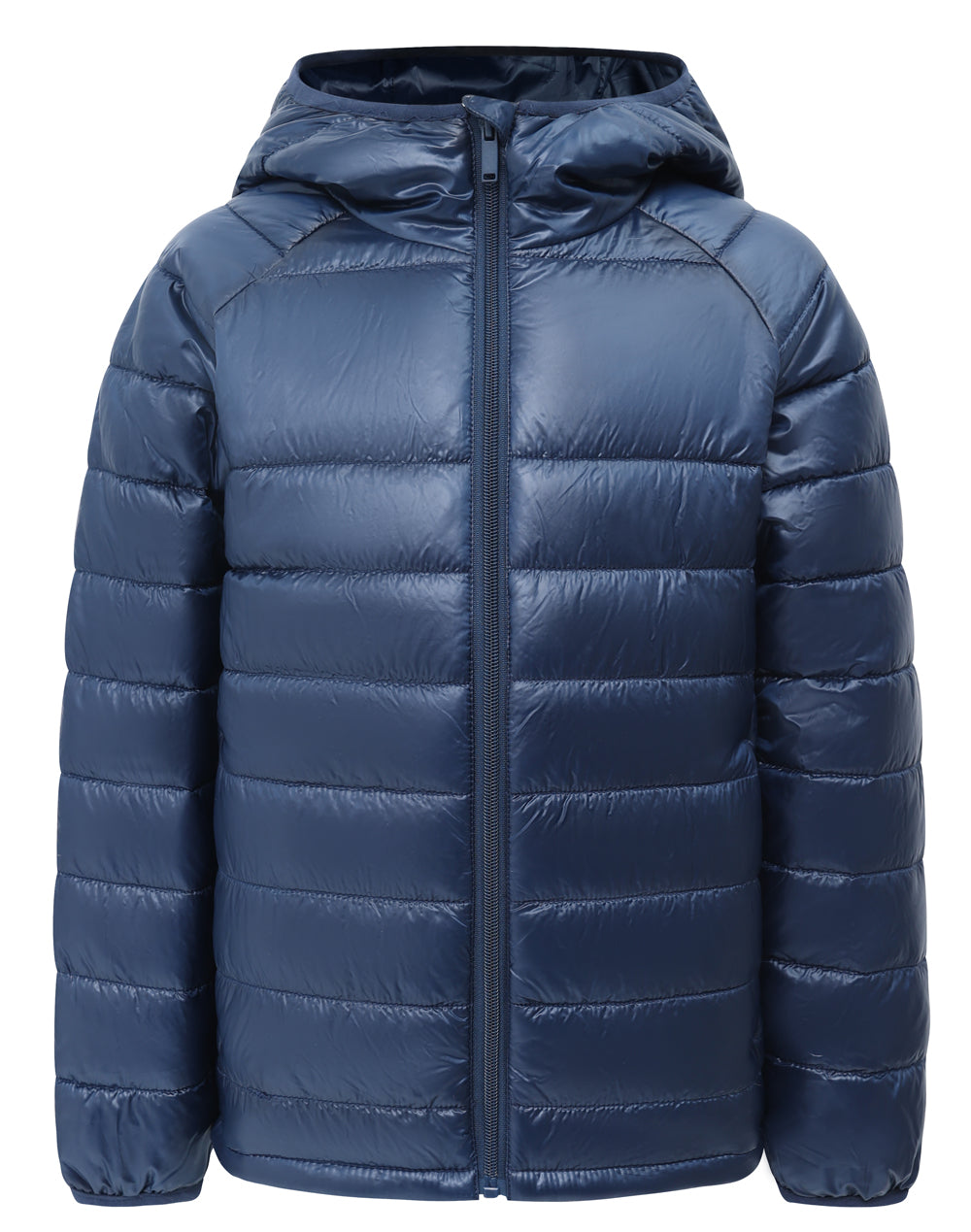 Kids Sustainable Lightweight Hooded Puffer Jacket - Navy - View
