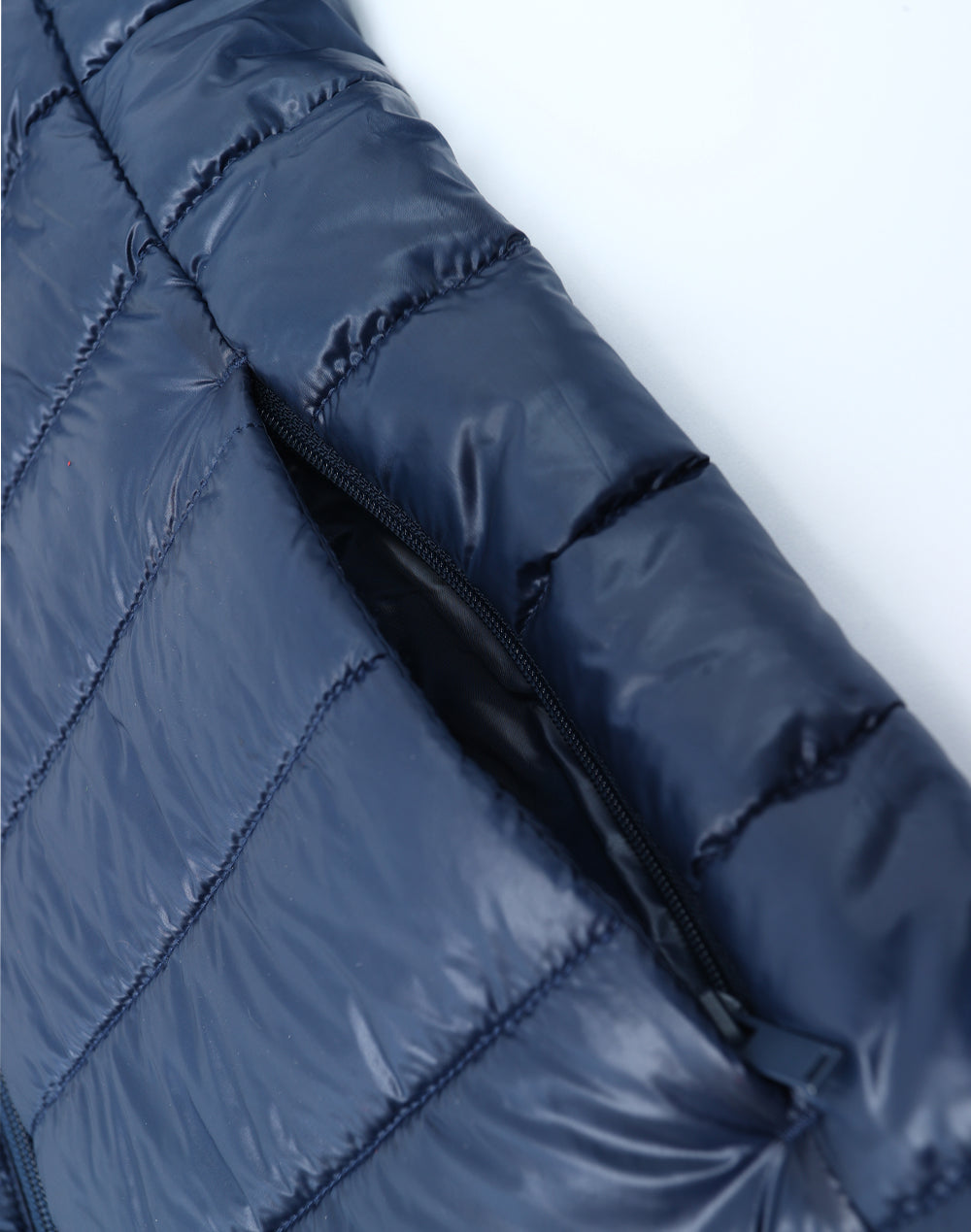 Kids Sustainable Lightweight Hooded Puffer Jacket - Navy - View