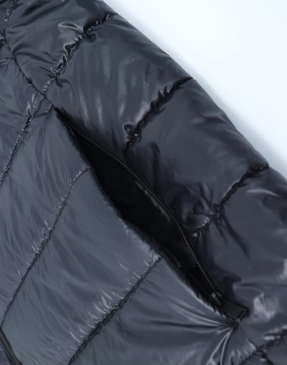 Adults Sustainable Lightweight Hooded Puffer Jacket - Black - View