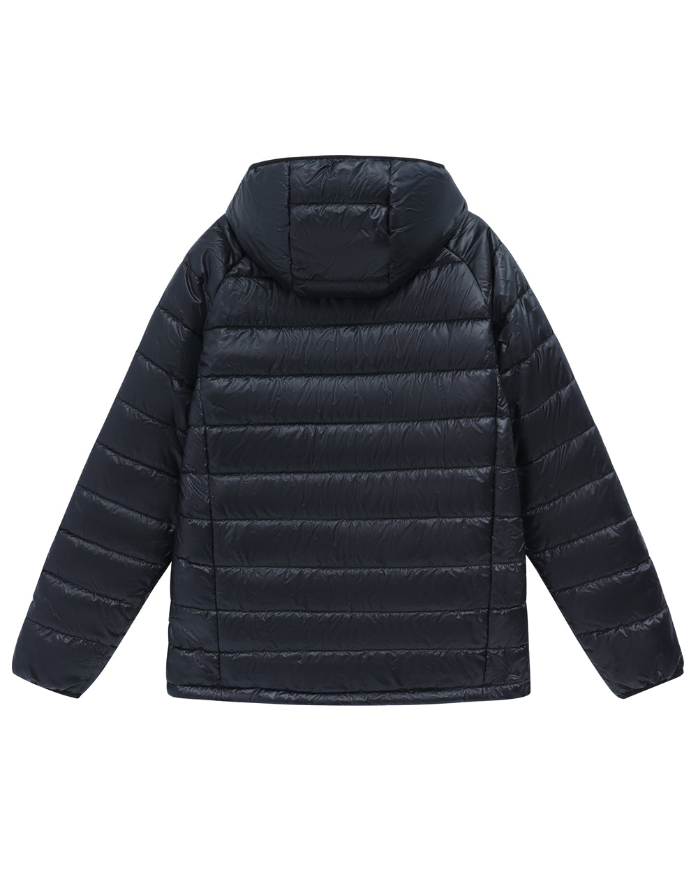 Adults Sustainable Lightweight Hooded Puffer Jacket - Black - Back