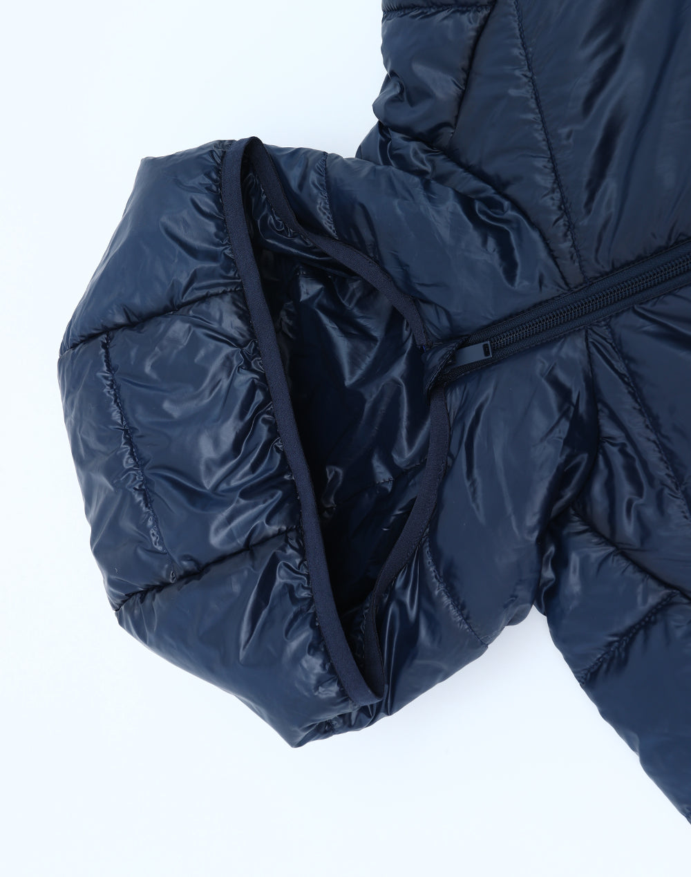 Adults Sustainable Lightweight Hooded Puffer Jacket - Navy - View
