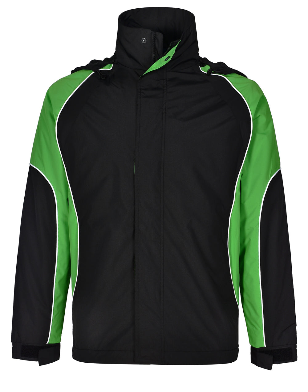 Men's Contrast Jacket - JK77 - Black / White / Green