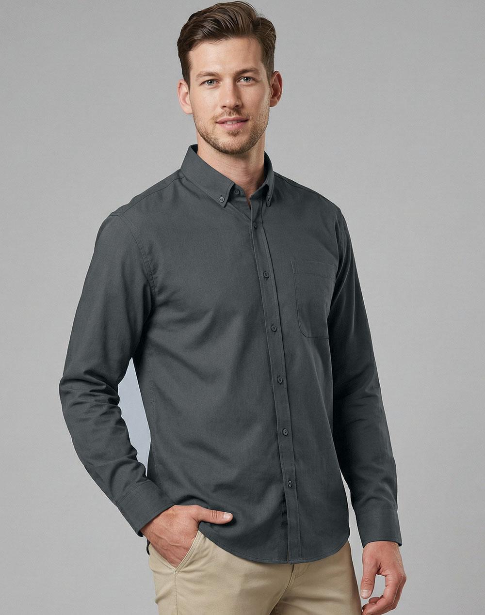 Mens Smart Casual Cotton Blend L/S Shirt