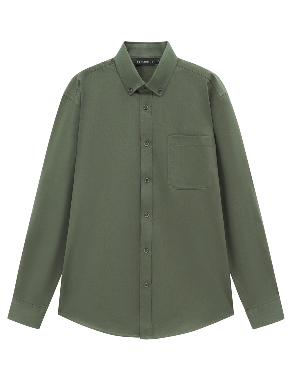 Mens Smart Casual Cotton Blend L/S Shirt - Army Green - View