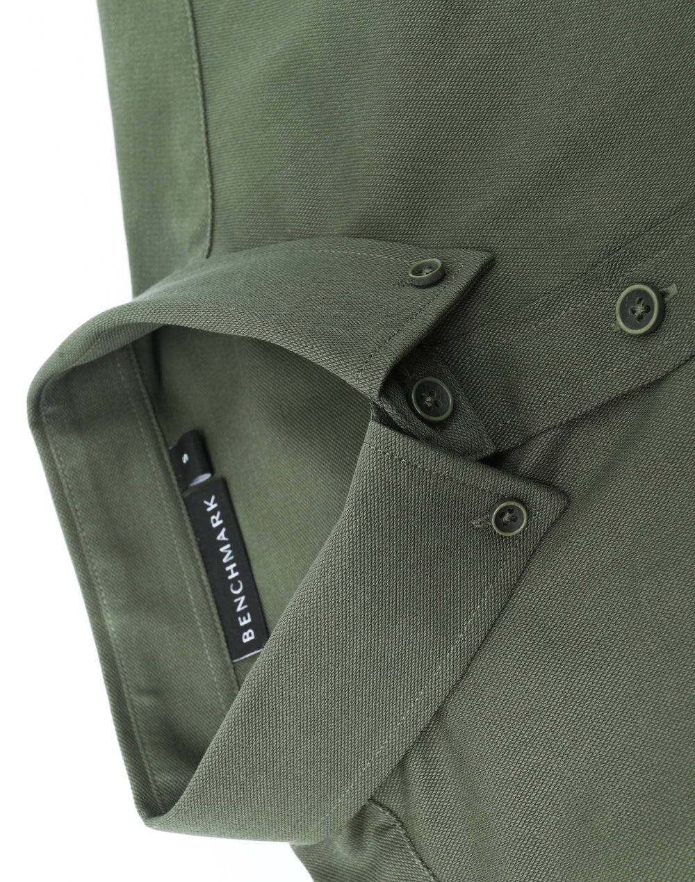 Mens Smart Casual Cotton Blend L/S Shirt - Army Green - View