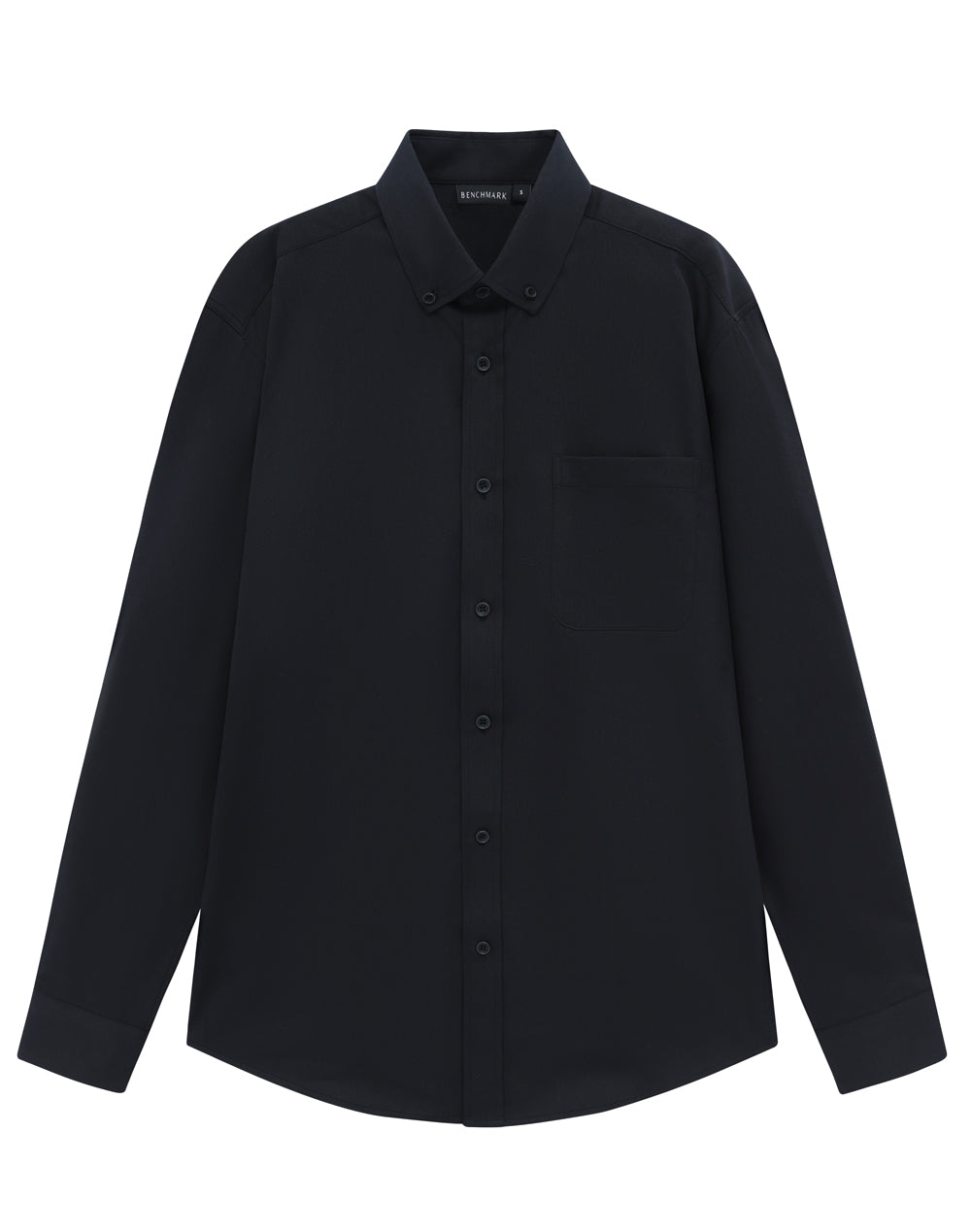 Mens Smart Casual Cotton Blend L/S Shirt - Black - View