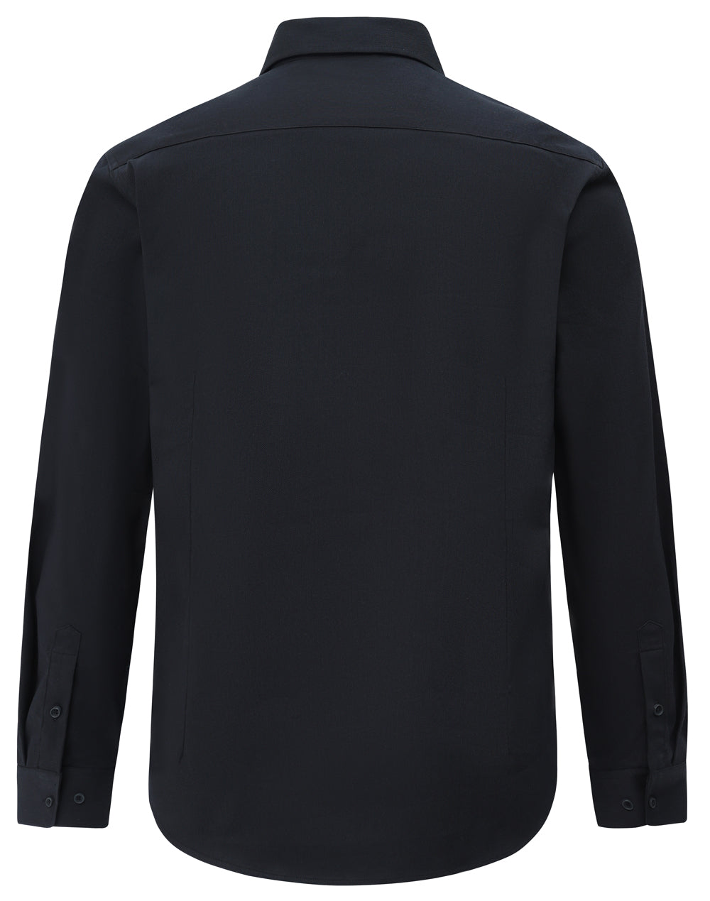 Mens Smart Casual Cotton Blend L/S Shirt - Black - Back