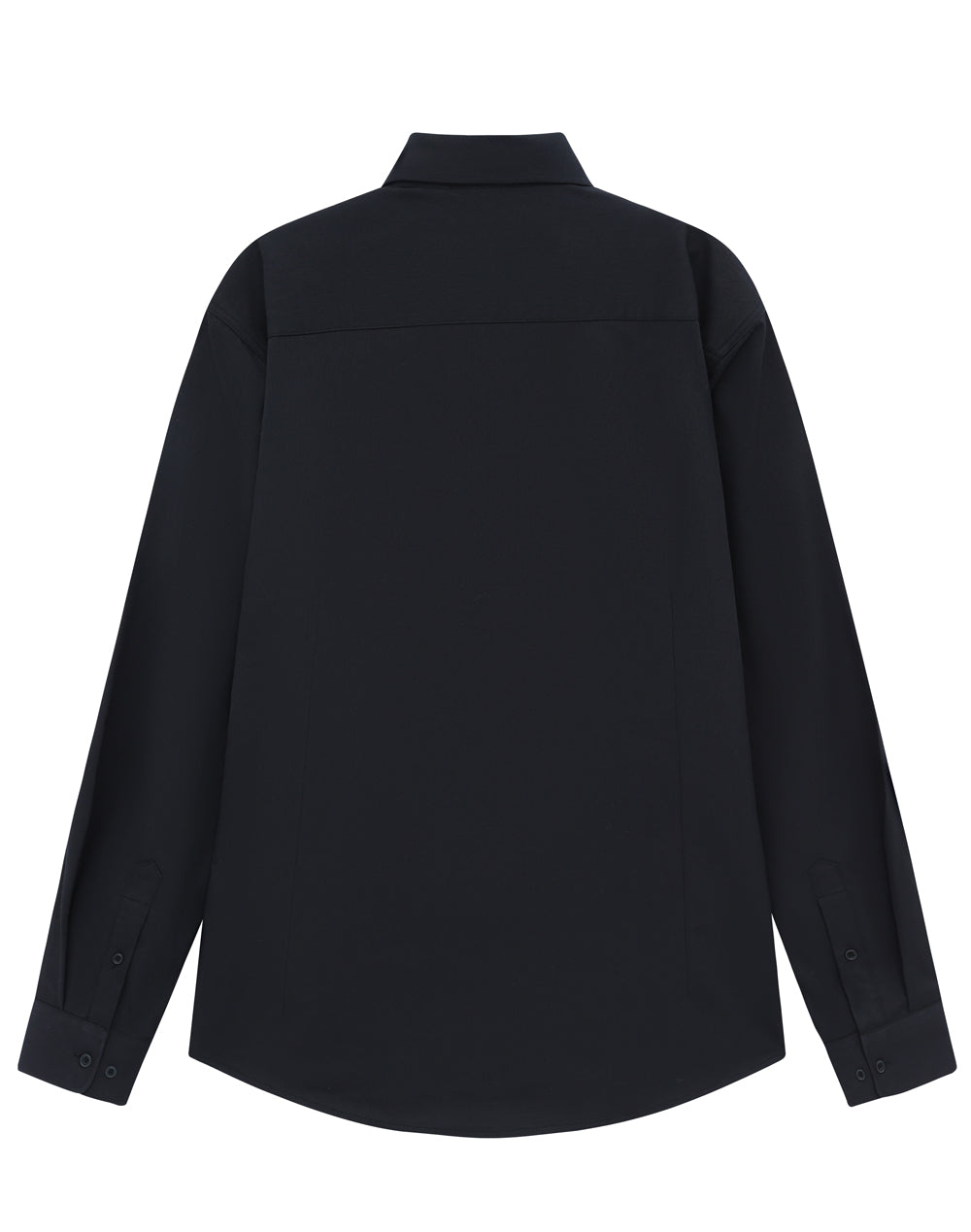 Mens Smart Casual Cotton Blend L/S Shirt - Black - Back