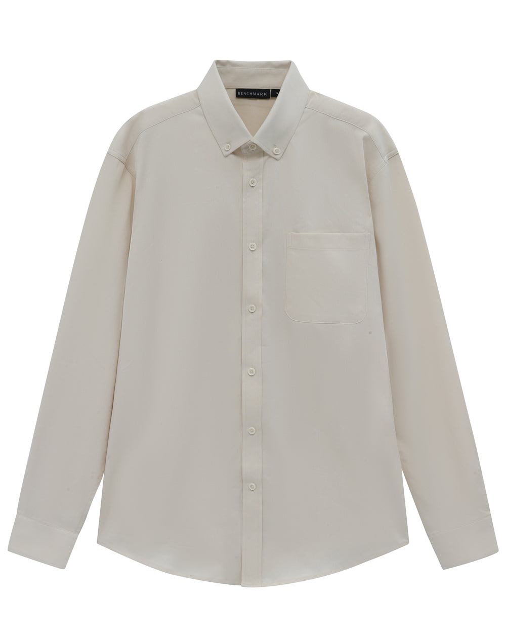 Mens Smart Casual Cotton Blend L/S Shirt - Natural - View