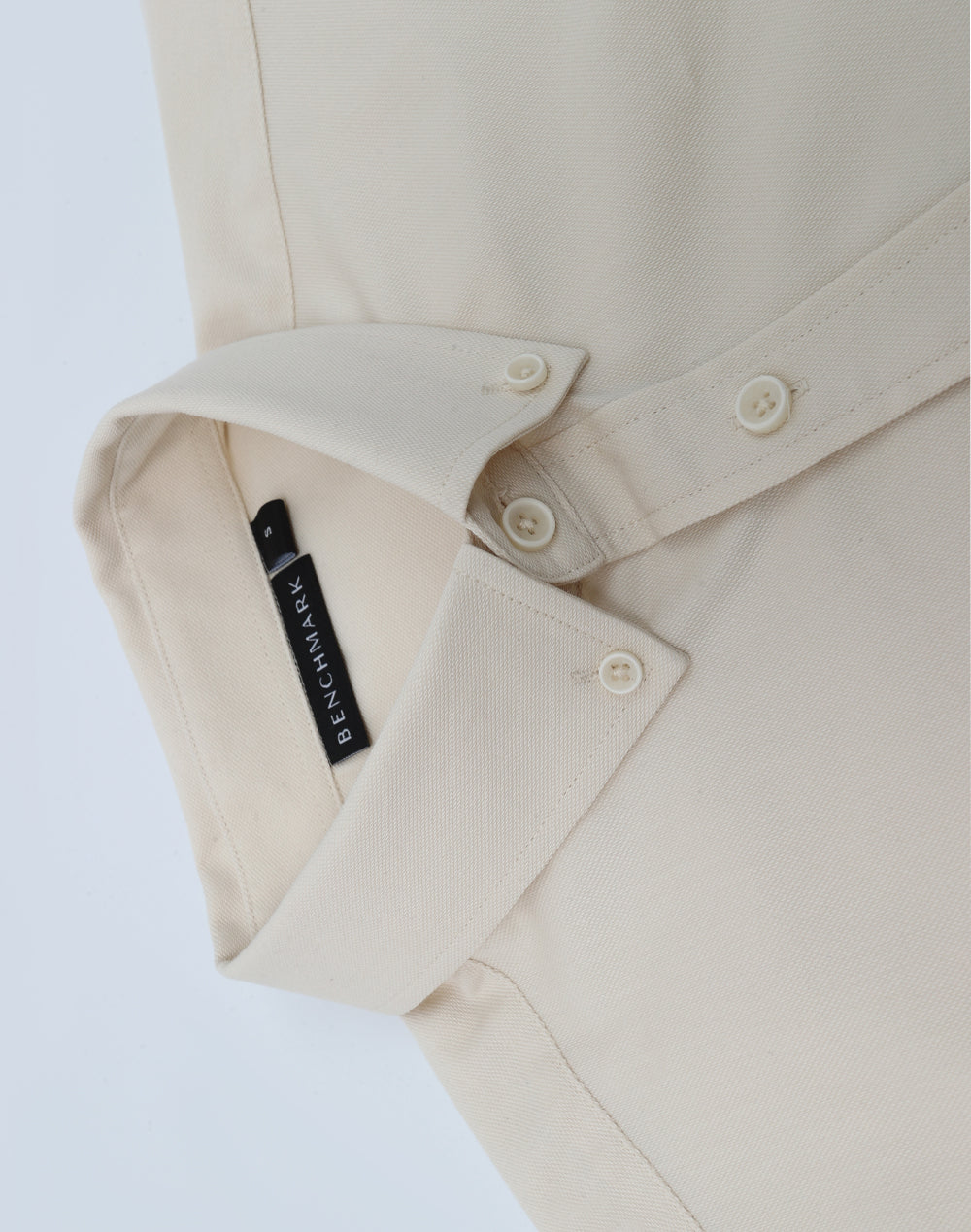 Mens Smart Casual Cotton Blend L/S Shirt - Natural - View
