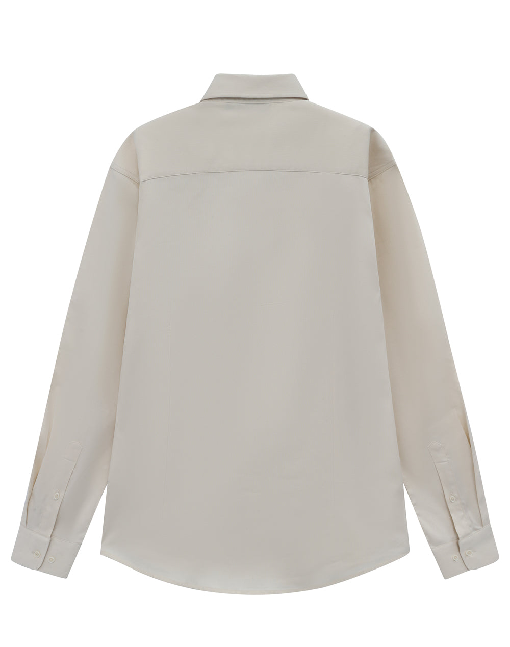Mens Smart Casual Cotton Blend L/S Shirt - Natural - Back