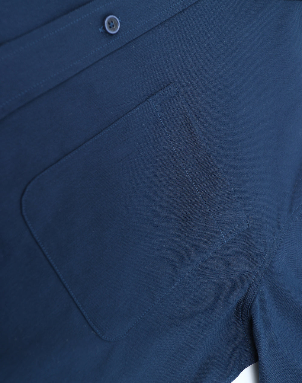 Mens Smart Casual Cotton Blend L/S Shirt - Navy - View