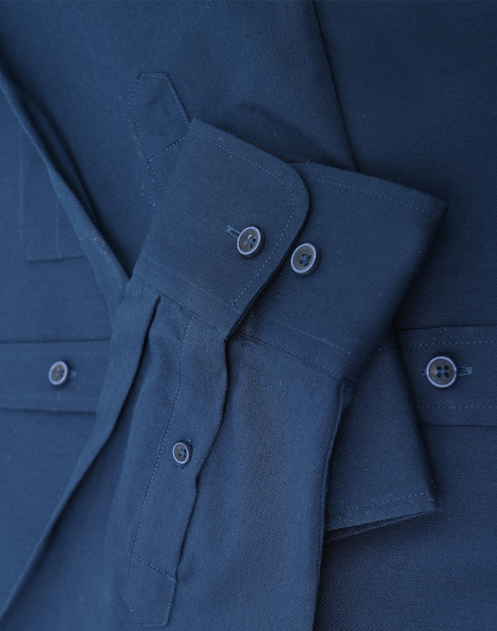 Mens Smart Casual Cotton Blend L/S Shirt - Navy - View