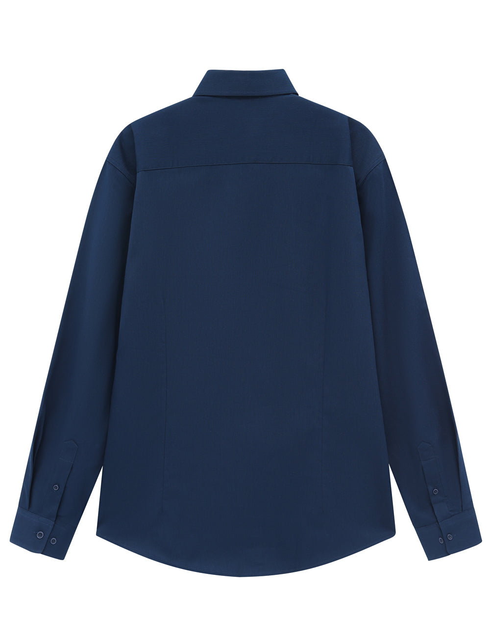 Mens Smart Casual Cotton Blend L/S Shirt - Navy - Back