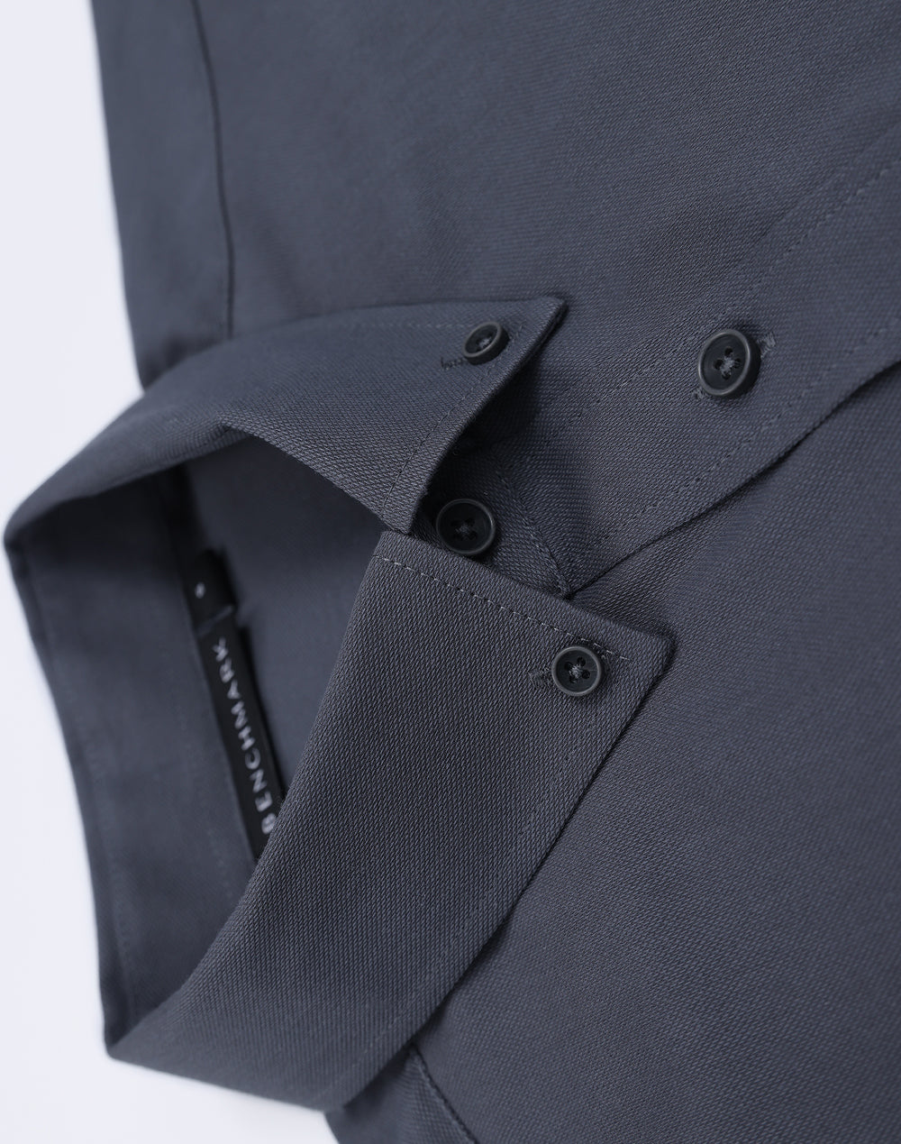Mens Smart Casual Cotton Blend L/S Shirt - Storm Grey - View