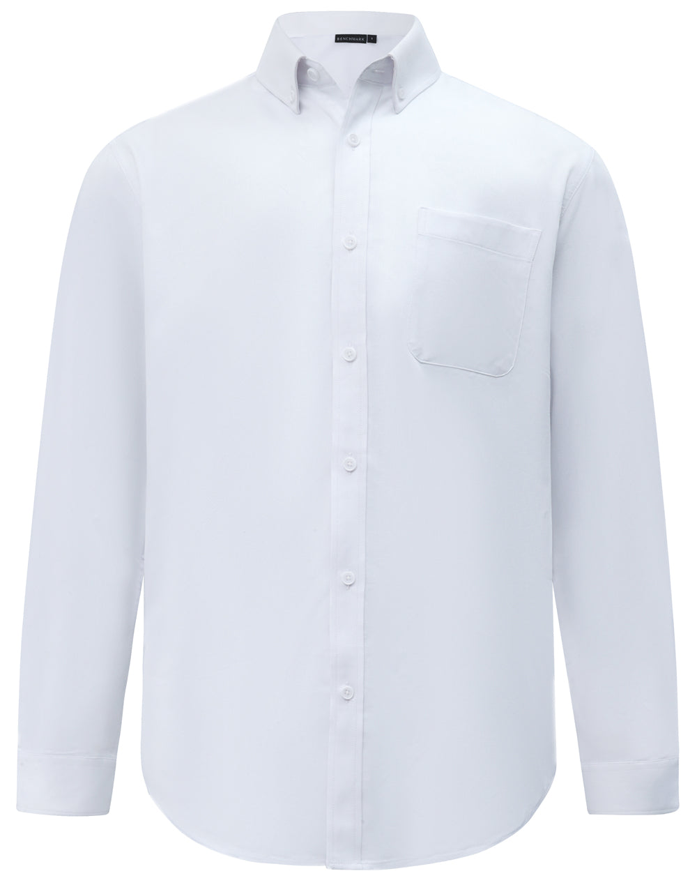 Mens Smart Casual Cotton Blend L/S Shirt - White - Front