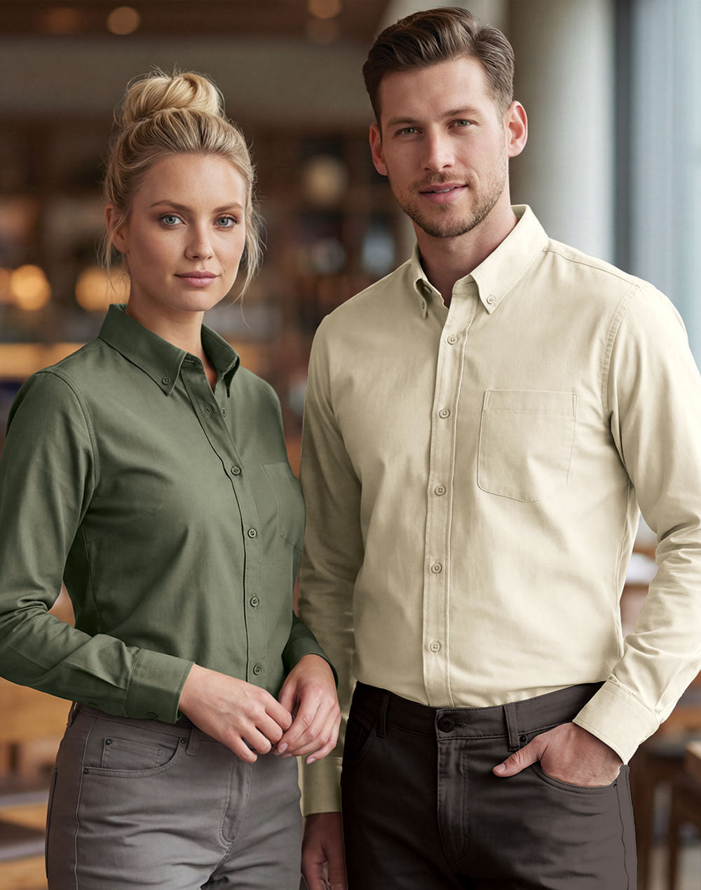 Mens Smart Casual Cotton Blend L/S Shirt - view