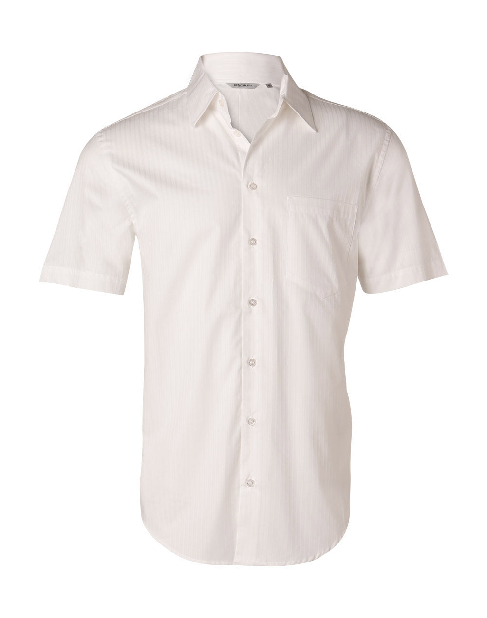 Men's Self Stripe S/S Shirt - M7100S - White