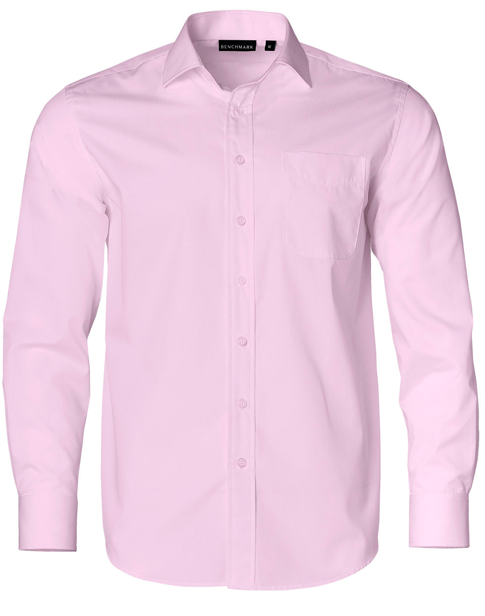 Men's Dobby Striped Taped L/S Shirt - M7110L - Soft Pink