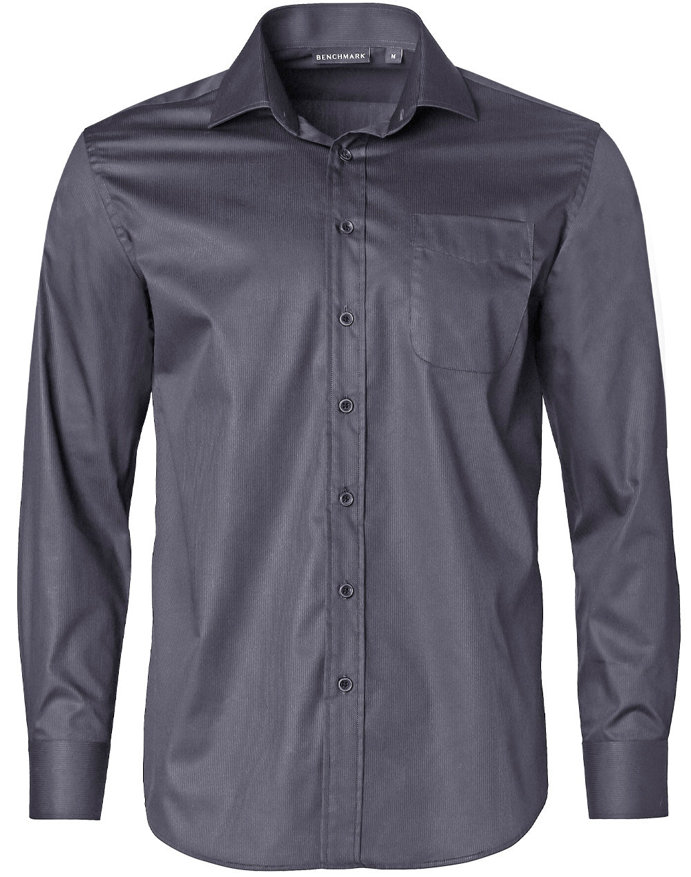 Men's Dobby Striped Taped L/S Shirt - M7110L - Storm Grey