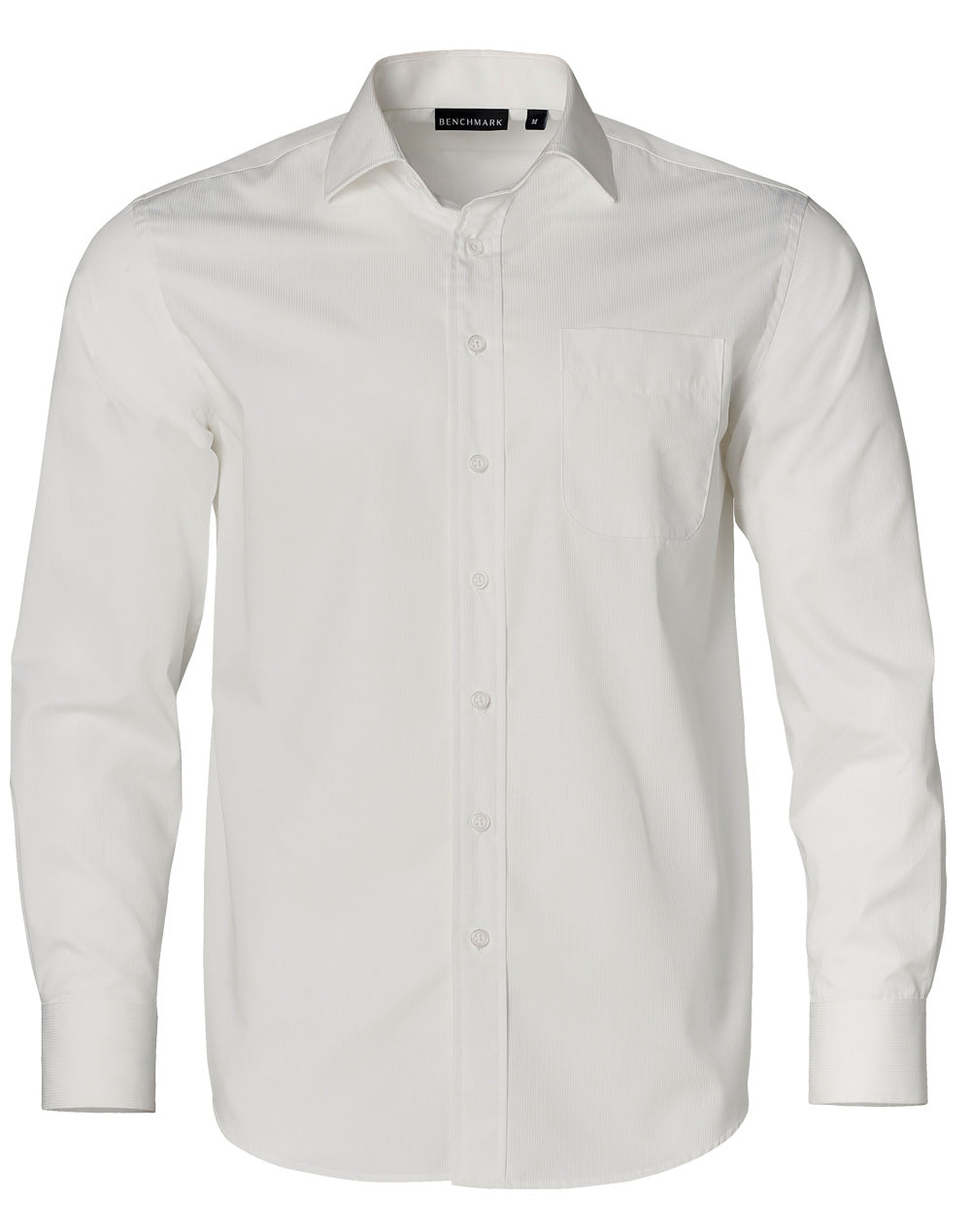 Men's Dobby Striped Taped L/S Shirt - M7110L - White