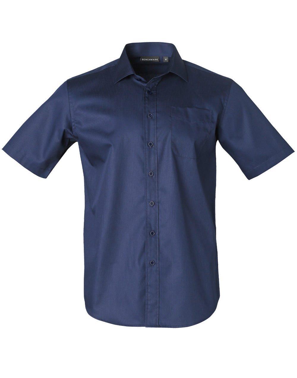 Men's Dobby Striped Taped S/S Shirt - M7110S - Navy
